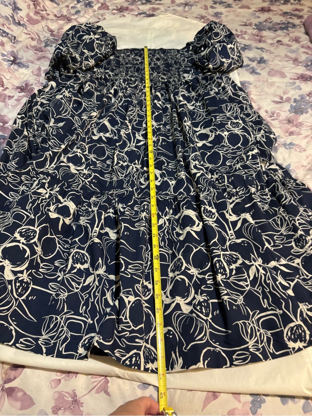 Abercrombie & Fitch Emerson Poplin Navy and White Floral Square-Neck Maxi Dress - Picture 13 of 13